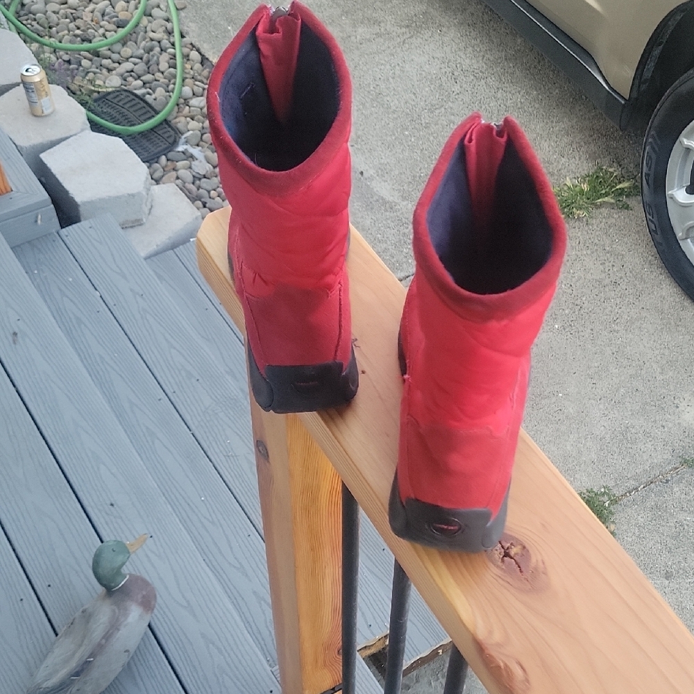 Lands' End Red Suede And Quilted Womens Size 10 Boots. Very Good Shape, Sexyness - Picture 5 of 9